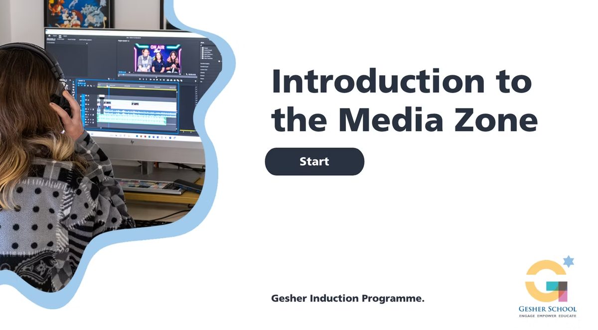 Title screen: The course title screen, in the school’s own branding.